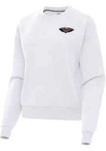 Antigua New Orleans Pelicans Womens White Victory Crew Sweatshirt