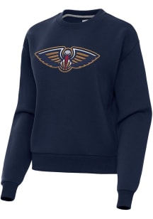 Antigua New Orleans Pelicans Womens Navy Blue Full Front Victory Crew Sweatshirt