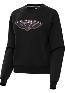 Antigua New Orleans Pelicans Womens Black Full Front Victory Crew Sweatshirt
