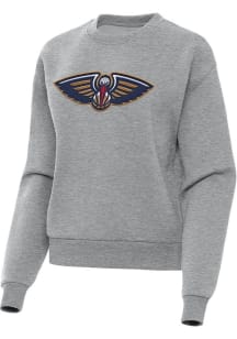 Antigua New Orleans Pelicans Womens Grey Full Front Victory Crew Sweatshirt