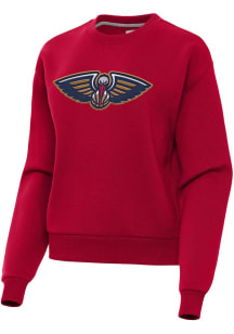 Antigua New Orleans Pelicans Womens Red Full Front Victory Crew Sweatshirt