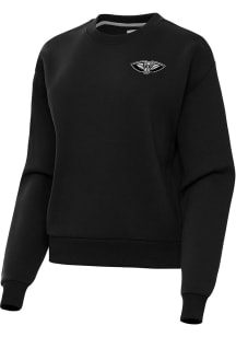Antigua New Orleans Pelicans Womens Black Metallic Victory Crew Sweatshirt