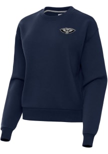 Antigua New Orleans Pelicans Womens Navy Blue Metallic Victory Crew Sweatshirt