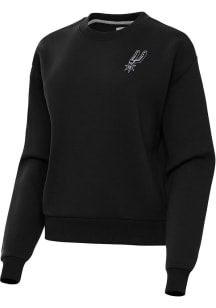 Antigua San Antonio Spurs Womens Black Victory Crew Sweatshirt