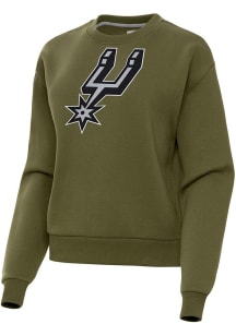 Antigua San Antonio Spurs Womens Olive Full Front Victory Crew Sweatshirt