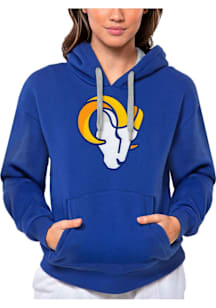 Antigua Los Angeles Rams Womens Blue Full Front Icon Victory Hooded Sweatshirt