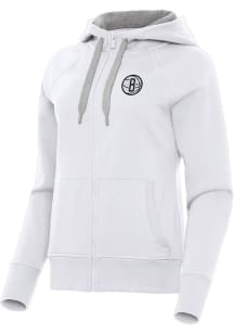 Antigua Brooklyn Nets Womens White Victory Long Sleeve Full Zip Jacket