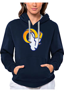 Antigua Los Angeles Rams Womens Navy Blue Full Front Icon Victory Hooded Sweatshirt