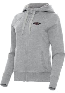 Antigua New Orleans Pelicans Womens Grey Victory Long Sleeve Full Zip Jacket