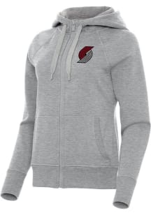 Antigua Portland Trail Blazers Womens Grey Victory Long Sleeve Full Zip Jacket