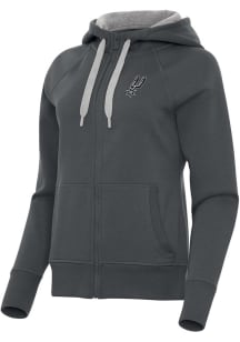 Antigua San Antonio Spurs Womens Charcoal Victory Long Sleeve Full Zip Jacket