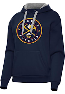 Antigua Denver Nuggets Womens Navy Blue Full Front Victory Hooded Sweatshirt