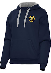 Antigua Denver Nuggets Womens Navy Blue Victory Hooded Sweatshirt