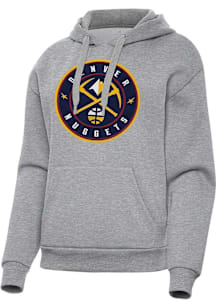 Antigua Denver Nuggets Womens Grey Full Front Victory Hooded Sweatshirt