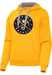 Antigua Denver Nuggets Womens Gold Full Front Victory Hooded Sweatshirt