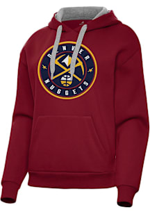 Antigua Denver Nuggets Womens Cardinal Full Front Victory Hooded Sweatshirt
