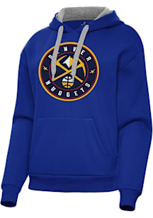 Antigua Denver Nuggets Womens Blue Full Front Victory Hooded Sweatshirt