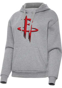 Antigua Houston Rockets Womens Grey Full Front Victory Hooded Sweatshirt