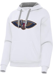 Antigua New Orleans Pelicans Womens White Full Front Victory Hooded Sweatshirt