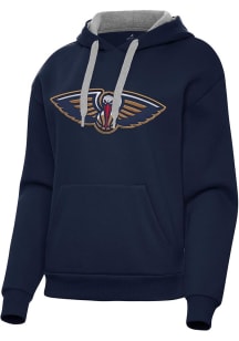 Antigua New Orleans Pelicans Womens Navy Blue Full Front Victory Hooded Sweatshirt
