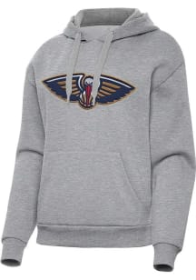 Antigua New Orleans Pelicans Womens Grey Full Front Victory Hooded Sweatshirt