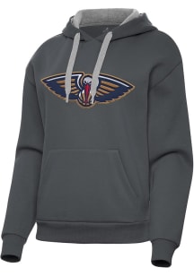 Antigua New Orleans Pelicans Womens Charcoal Full Front Victory Hooded Sweatshirt