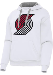 Antigua Portland Trail Blazers Womens White Full Front Victory Hooded Sweatshirt