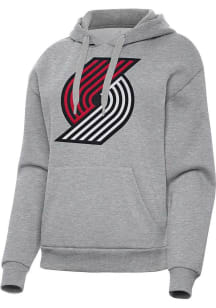 Antigua Portland Trail Blazers Womens Grey Full Front Victory Hooded Sweatshirt