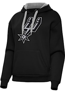 Antigua San Antonio Spurs Womens Black Full Front Victory Hooded Sweatshirt