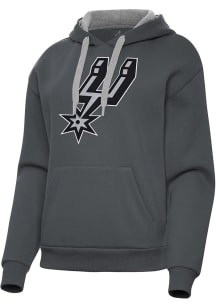 Antigua San Antonio Spurs Womens Charcoal Full Front Victory Hooded Sweatshirt