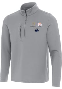 Mens Penn State Nittany Lions Grey Antigua 2024 CFP Quarterfinal Fiesta Bowl Insider Qtr Zip Pul..