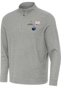 Mens Penn State Nittany Lions Grey Antigua 2024 CFP Quarterfinal Fiesta Bowl Subtle Qtr Zip Pull..