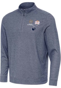 Mens Penn State Nittany Lions Navy Blue Antigua 2024 CFP Quarterfinal Fiesta Bowl Subtle Qtr Zip..