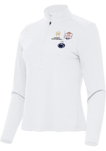 Womens Penn State Nittany Lions White Antigua 2024 CFP Quarterfinal Fiesta Bowl Tribute Qtr Zip ..