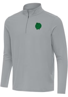 Antigua Boston Celtics Mens Grey St Patrick's Day Tonal Intent Long Sleeve Qtr Zip Pullover