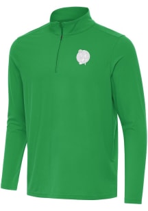 Antigua Boston Celtics Mens Green St Patrick's Day Tonal Intent Long Sleeve Qtr Zip Pullover