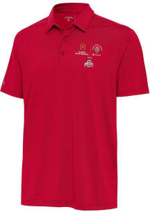 Mens Ohio State Buckeyes Red Antigua 2024 CFP Quarterfinal Rose Bowl Whirl Short Sleeve Polo Shi..