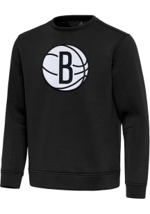 Antigua Brooklyn Nets Mens  Full Front Relevant Long Sleeve Crew Sweatshirt