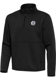 Antigua Brooklyn Nets Mens  Twist Long Sleeve Qtr Zip Pullover