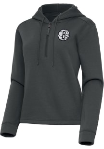 Antigua Brooklyn Nets Womens Grey Contemporary Qtr Zip