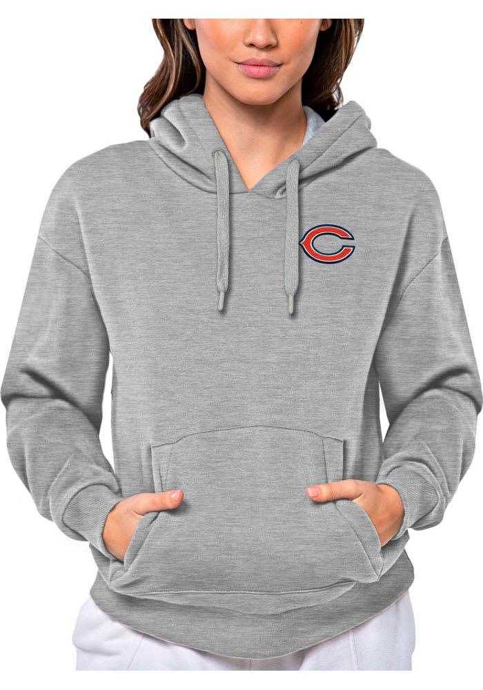 Antigua Chicago Bears Women's Grey Victory Hooded Sweatshirt, Grey, 52% Cot / 48% Poly, Size XL, Rally House