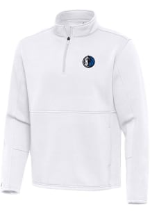 Antigua Dallas Mavericks Mens White Alternate Twist Long Sleeve Qtr Zip Pullover