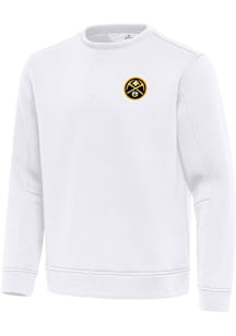 Antigua Denver Nuggets Mens White Relevant Long Sleeve Crew Sweatshirt