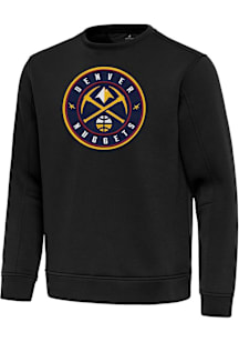 Antigua Denver Nuggets Mens Black Full Front Relevant Long Sleeve Crew Sweatshirt