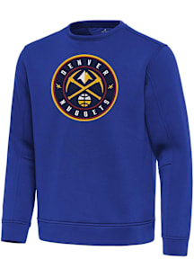Antigua Denver Nuggets Mens Blue Full Front Relevant Long Sleeve Crew Sweatshirt