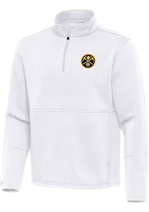 Antigua Denver Nuggets Mens White Twist Long Sleeve Qtr Zip Pullover