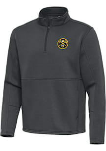 Antigua Denver Nuggets Mens Grey Twist Long Sleeve Qtr Zip Pullover
