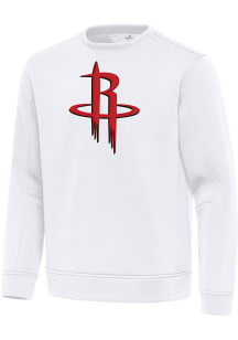 Antigua Houston Rockets Mens White Full Front Relevant Long Sleeve Crew Sweatshirt