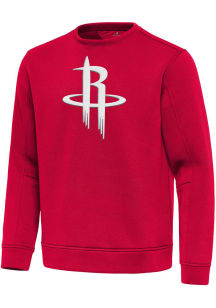 Antigua Houston Rockets Mens Red Full Front Relevant Long Sleeve Crew Sweatshirt