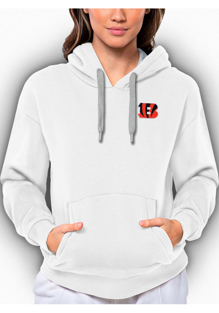 Antigua Cincinnati Bengals White Victory Pullover Hood Long Sleeve Hoodie, White, 52% Cot / 48% Poly, Size M, Rally House